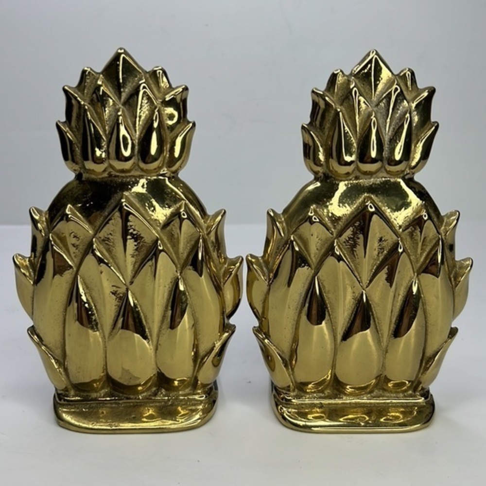 Virginia Metal crafters Newport Brass Pineapple Vintage Bookends